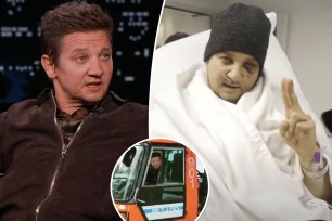 Jeremy Renner talks on "Jimmy Kimmel Live," split with the actor in the hospital, as well as him riding in a snowplow