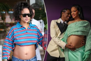 Rihanna may have just coyly hinted at the sex of her unborn baby with boyfriend A$AP Rocky.