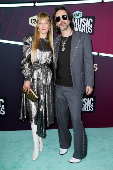 Chris Robinson and Camille Johnson attend the CMT Music Awards on Sunday, April 2, 2023, at the Moody Center in Austin, Texas.