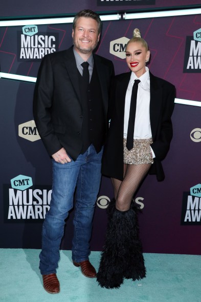 Blake Shelton and Gwen Stefani attend the CMT Music Awards on Sunday, April 2, 2023, at the Moody Center in Austin, Texas.