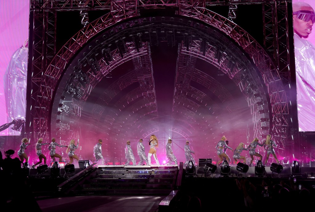 Beyoncé performing her "Renaissance" world tour in Stockholm.