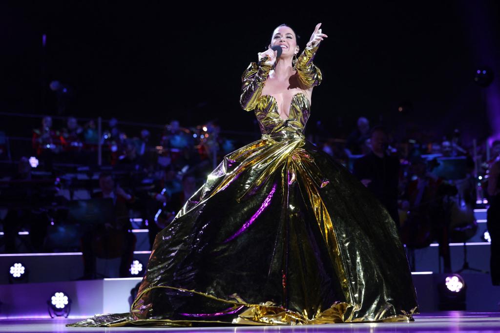 Katy Perry performing at King Charles III's coronation concert.