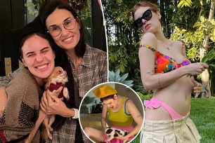 Demi Moore hugs Tallulah Willis, split with the fashion designer posing in bikini