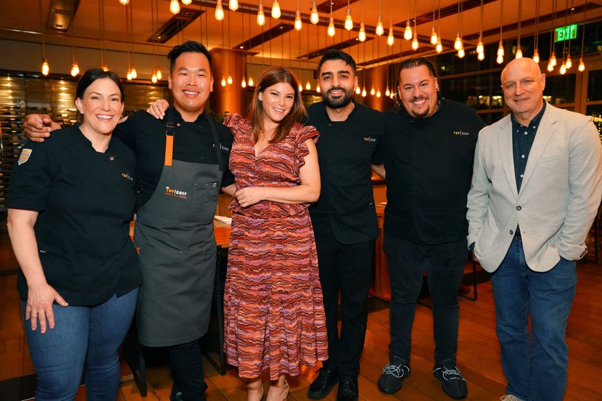 Gail Simmons and Tom Colicchio with other chefs