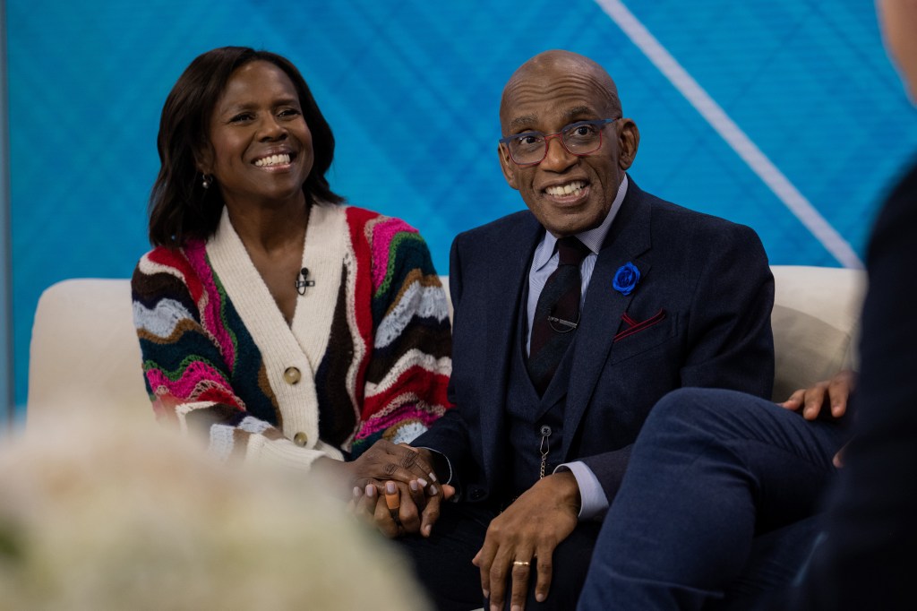 Robin Roberts and her husband Al Roker on the set of the Today show.