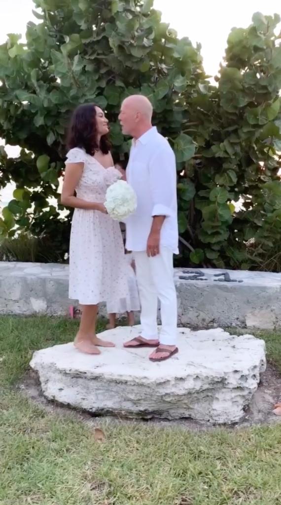 Bruce Willis and Emma Heming renewing their wedding vows. 