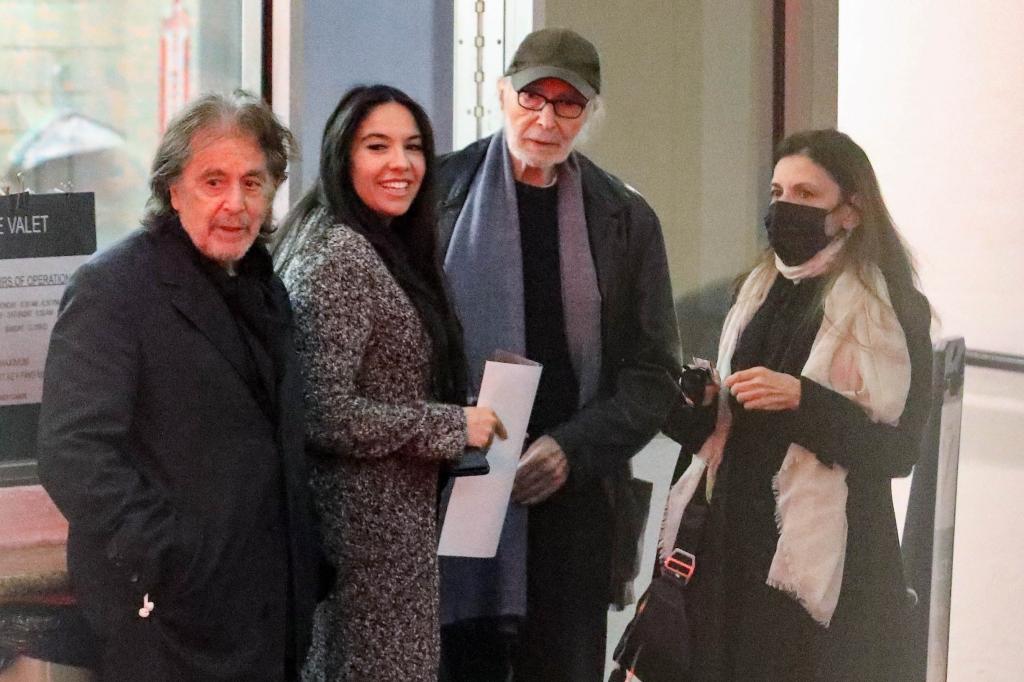 Al Pacino and Noor Alfallah were seen leaving a double date dinner with his best friend, director Harold Becker at E Baldi restaurant. 