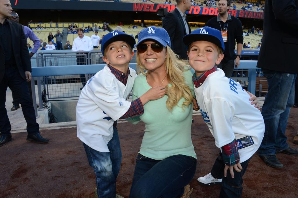 Britney Spears smiles at baseball game with sons Sean Preston and Jayden
