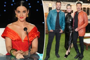 Katy Perry split image with Luke Bryan and Lionel Richie.