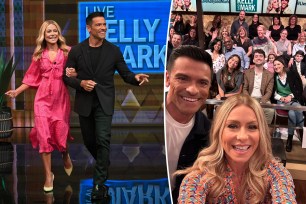 A split of Kelly Ripa and Mark Consuelos on "Live With Kelly and Mark."