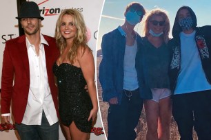 A split of Britney Spears with Kevin Federline and her two sons.