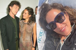 A split of Jade Jagger with her dad Mick Jagger and a selfie of her.