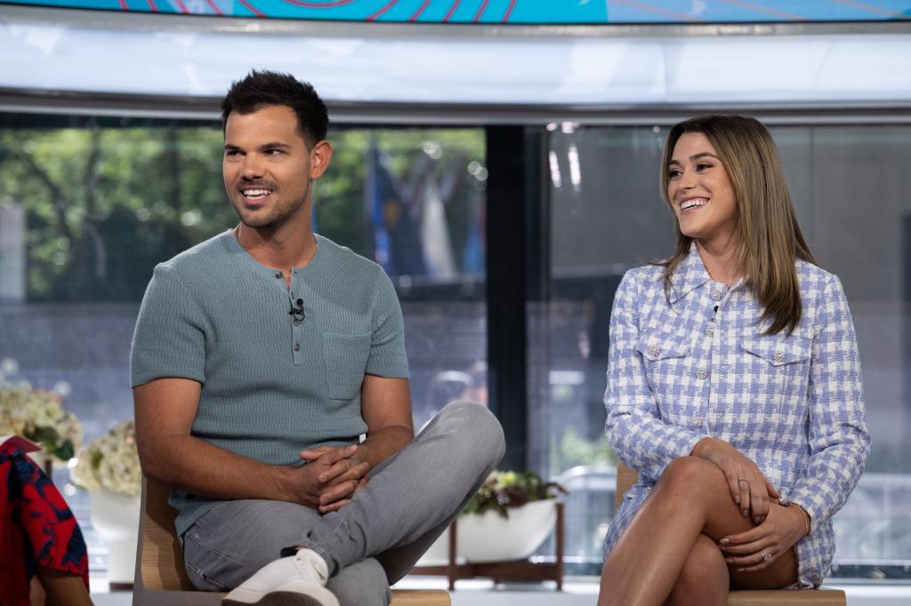 Taylor Lautner and his wife on the "Today" show.