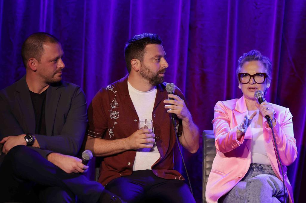 Albie, Chris and Caroline Manzo talking on-stage