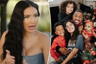 A split of Bre Tiesi on "Selling Sunset" and Nick Cannon posing with some of his kids at Christmas.