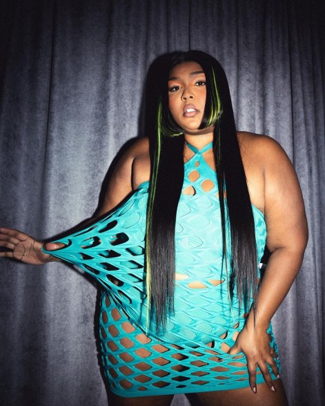 lizzo in a netted dress