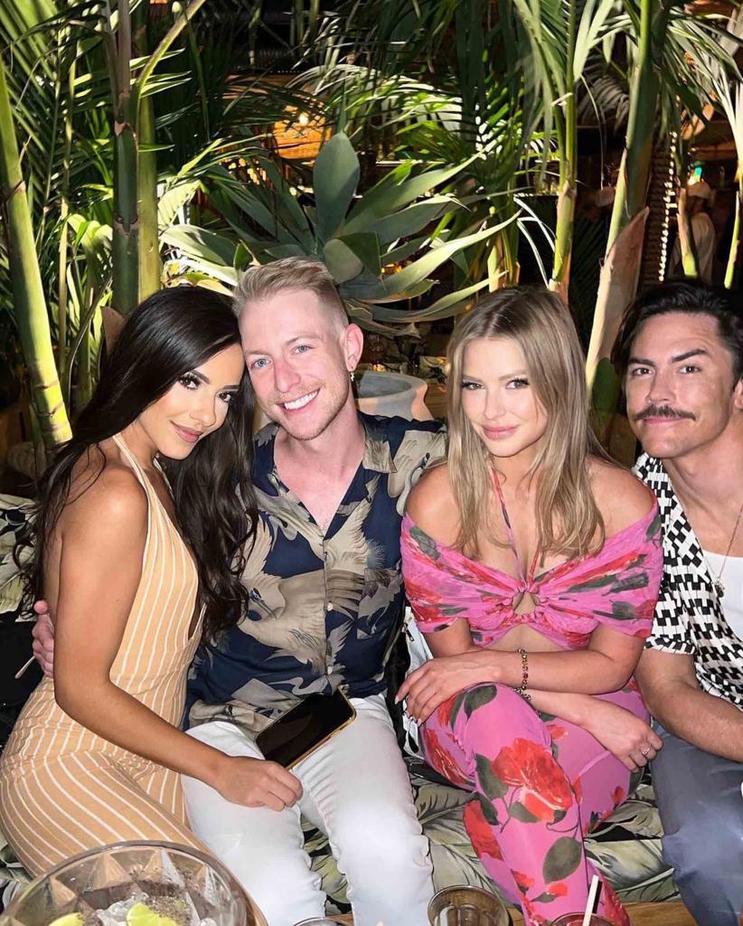 Charlie Burnett, Logan Noah, Ariana Madix and Tom Sandoval posing for a photo together 