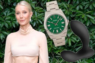 Gwyneth Paltrow with insets of a sex toy and Rolex