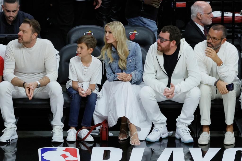 Ivanka Trump and Joseph Kushner sitting courtside at an NBA game.