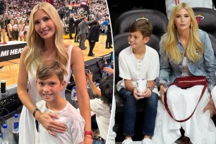 A split of photos of Ivanka Trump and Joseph Kushner at an NBA game.