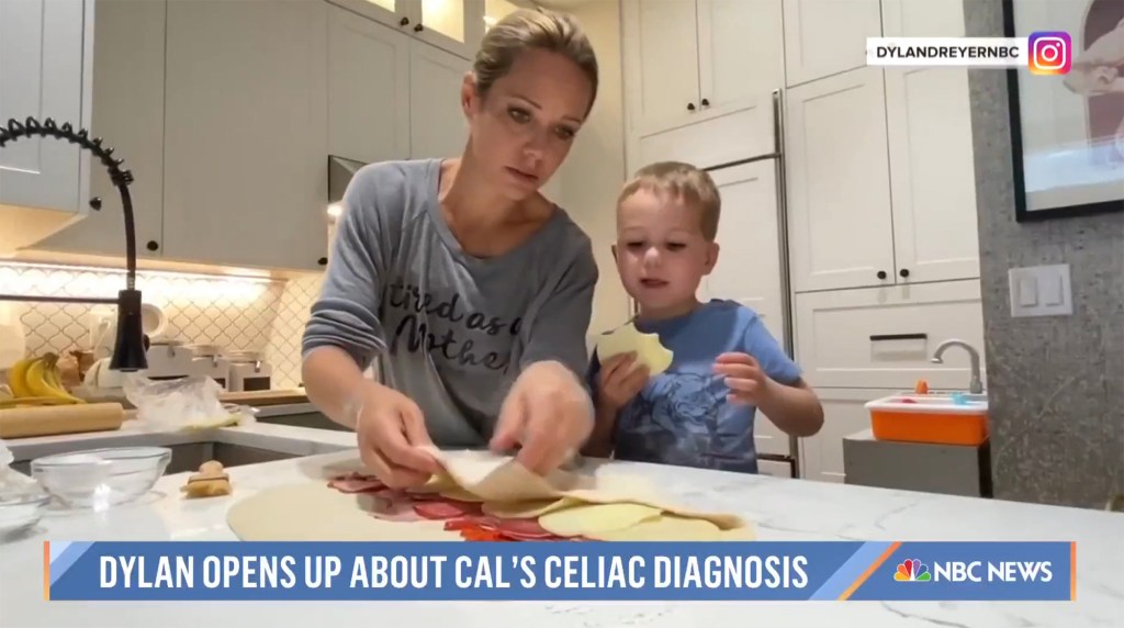 Dylan Dreyer and her son Calvin cooking.