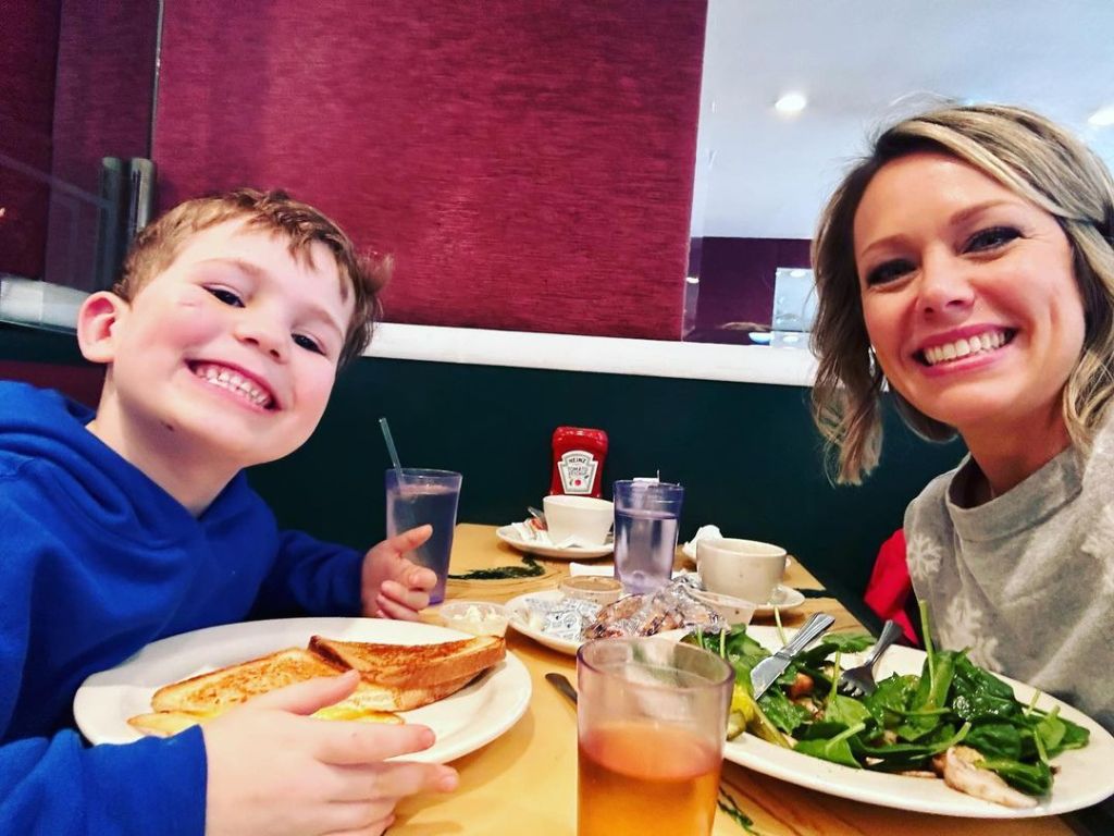 Dylan Dreyer and her son Calvin eating lunch. 