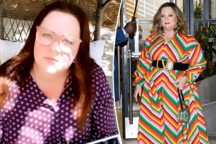 A split of photos of Melissa McCarthy.