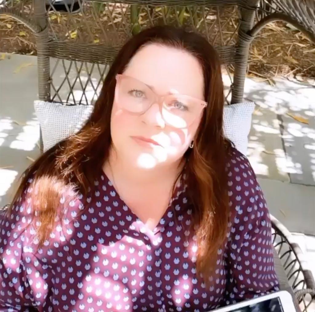 A photo of Melissa McCarthy with the sun shining on her.