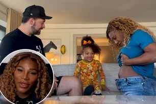 Serena Williams revealed her pregnancy to daughter Olympia in a cute clip.
