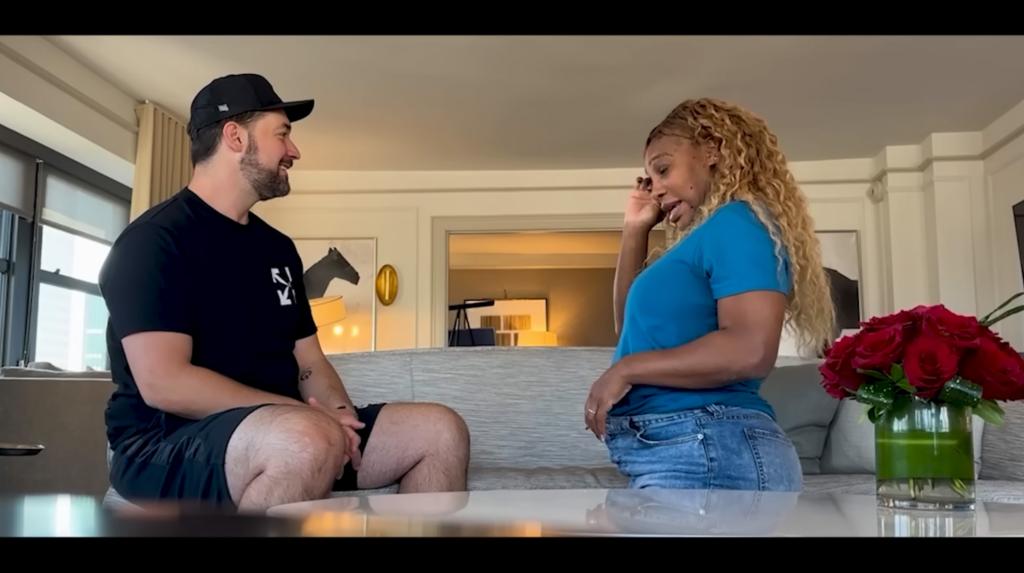 Alexis Ohanian and Serena Williams telling their daughter she's pregnant.