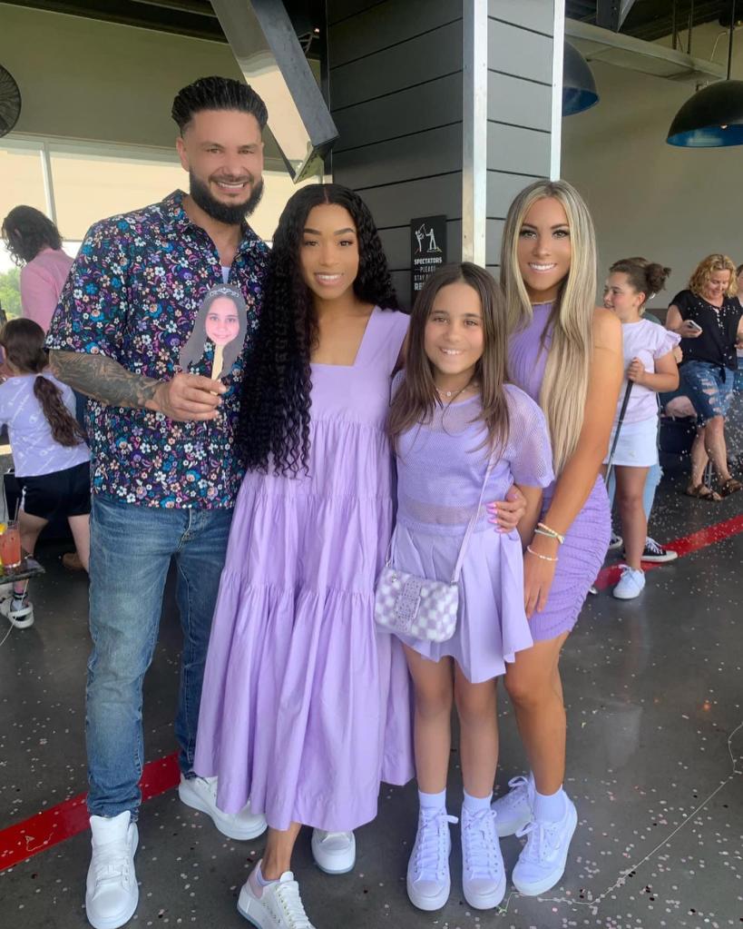 Pauly D with his daughter, Amabella, his girlfriend, Nikki Hall, and his daughter's mom, Amanda Markert.