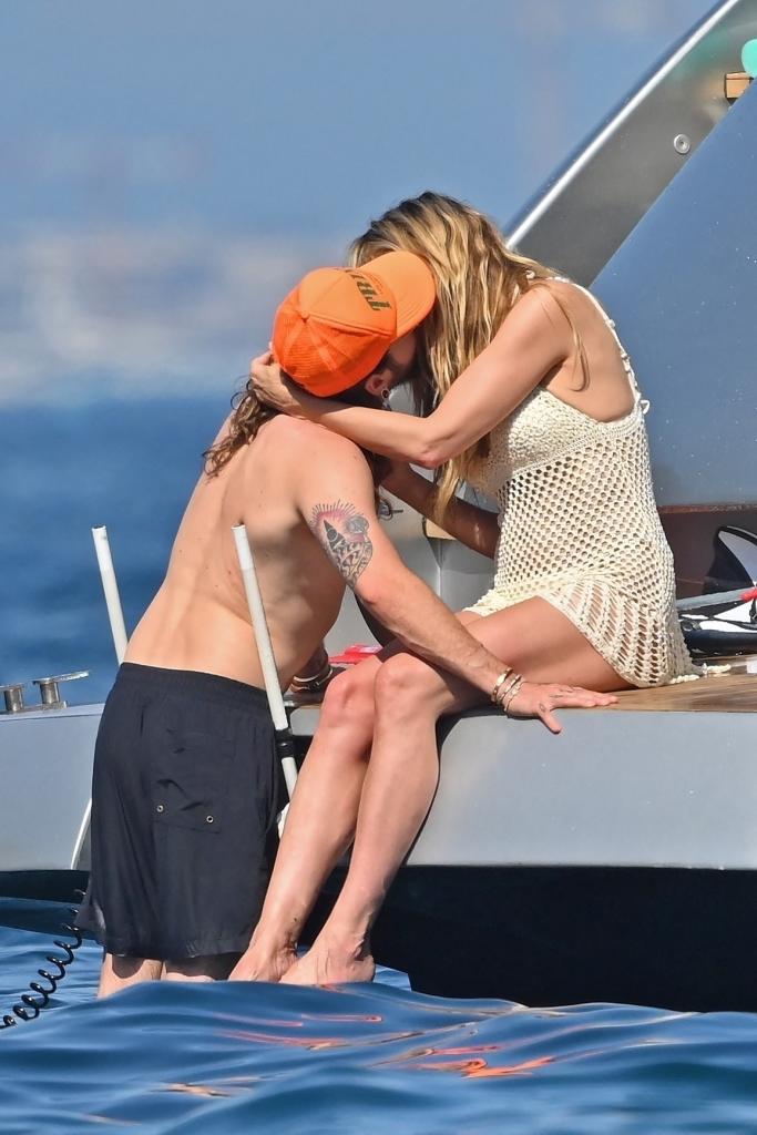 Heidi Klum and her husband, Tom Kaulitz, on a yacht in France.