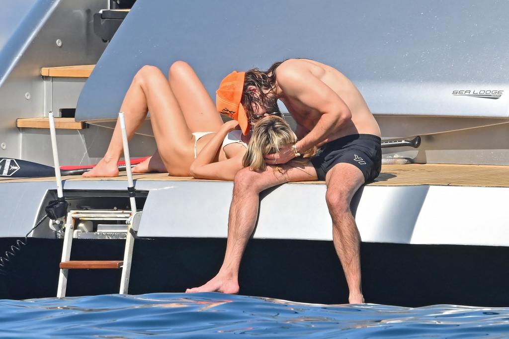 Heidi Klum and her husband, Tom Kaulitz, on a yacht in France.