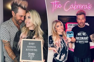 Alexa Bliss cuddles Ryan Cabrera, split with the pair holding an ultrasound