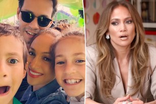 Jennifer Lopez and Marc Anthony take selfie with twins, split with the singer talking in tan suit