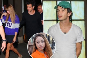 Matty Healy walks with Taylor Swift, split with the 1975 frontman in baseball cap, as well as an inset of Ice Spice