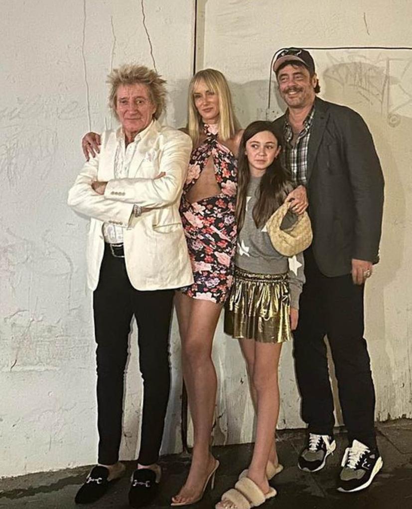 Rod Stewart, Kimberly Stewart, Delilah and Benicio Del Toro