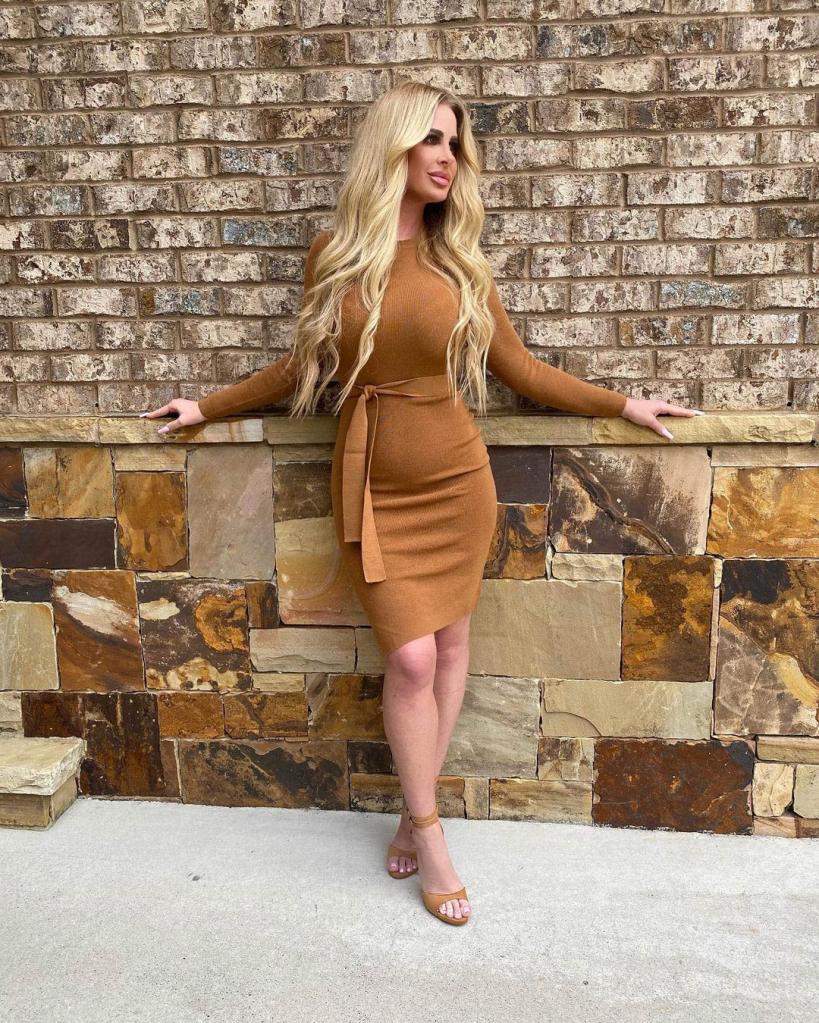 Kim Zolciak in brown dress