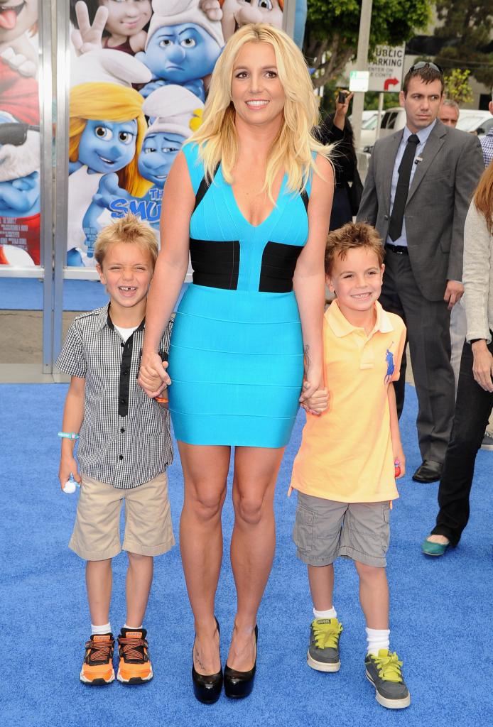 Britney Spears and her sons at the "Smurfs 2" premiere in 2013.