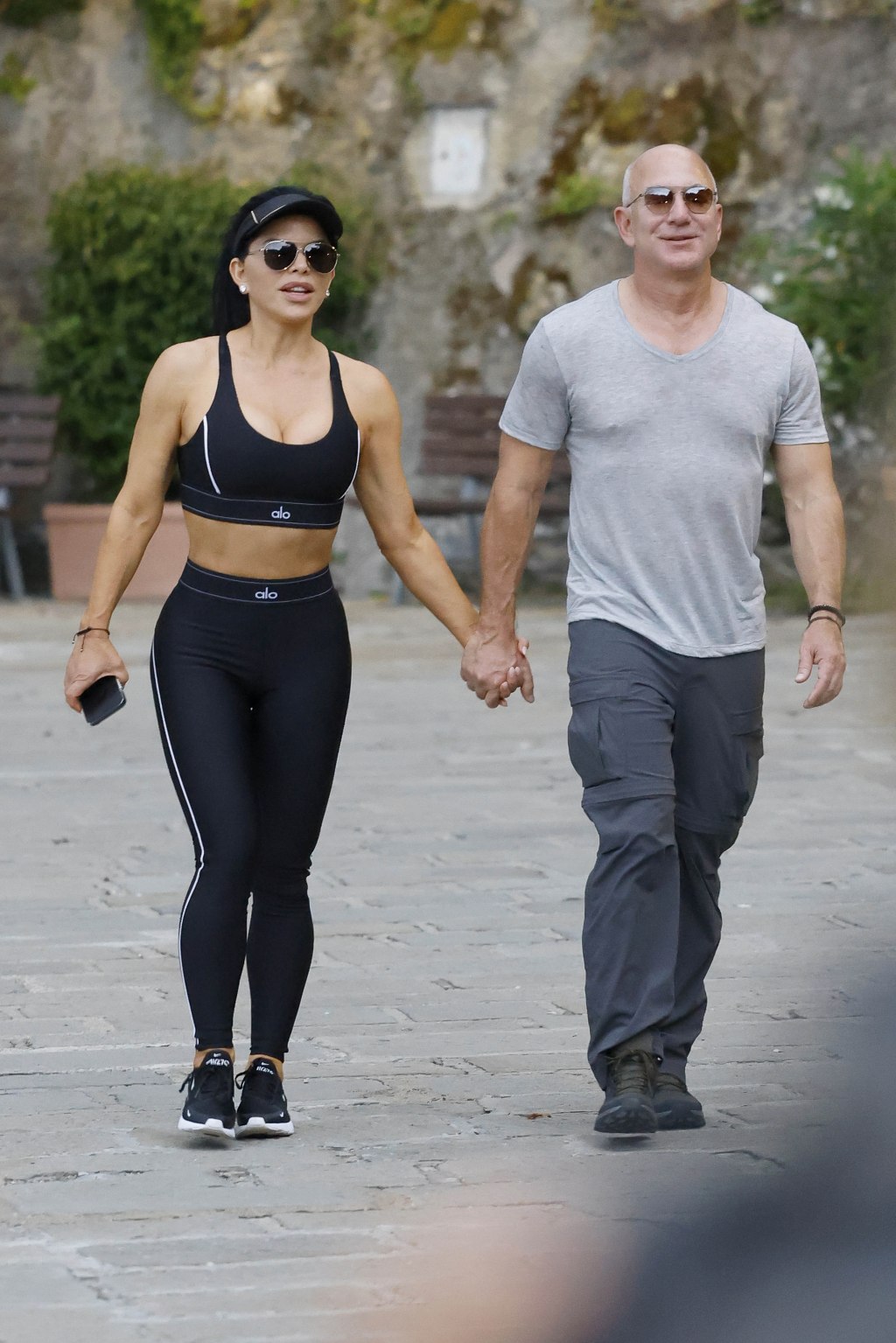 Lauren Sanchez and Jeff Bezos going for a walk