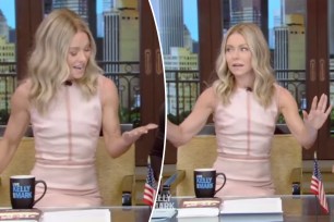 Kelly Ripa on "Live" split image.