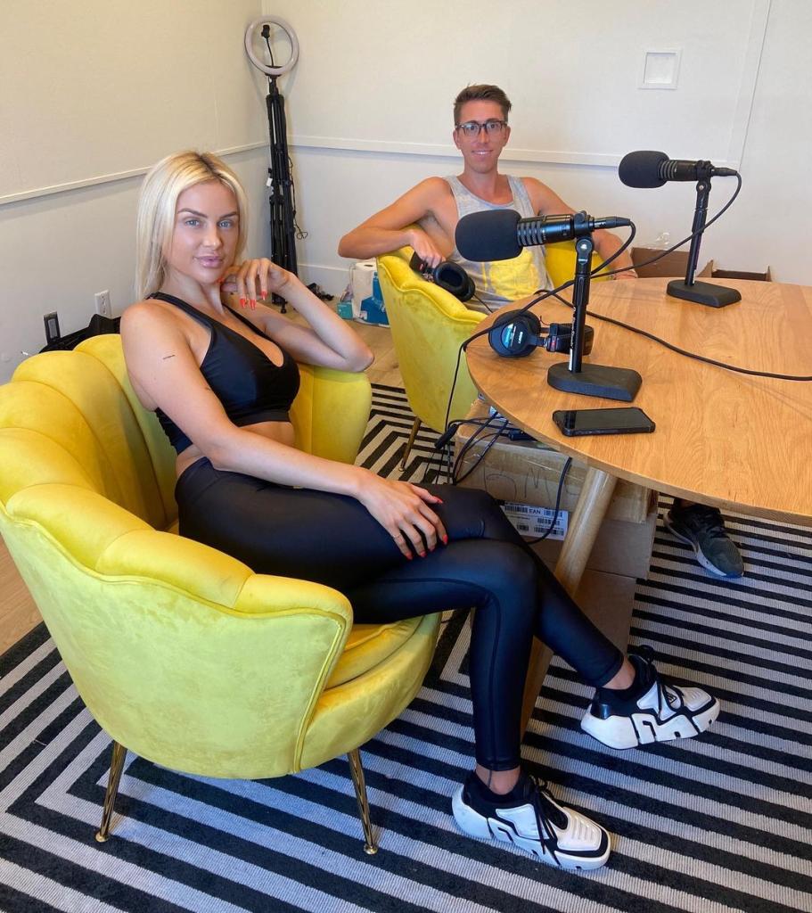 Lala Kent sits in yellow chair