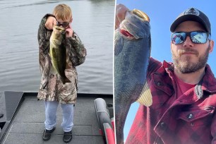 Chris Pratt and his son Jack fishing split image.