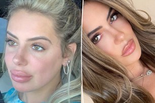 Brielle Biermann lips split image.