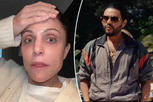 A split photo of a selfie of Bethenny Frankel and The Weeknd acting in "The Idol"
