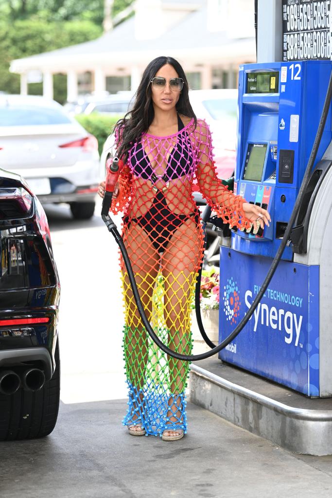 Melissa Gorga pumping gas.