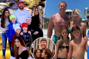 Kim Zolciak and Kroy Biermann pose for family photos outdoors and at beach