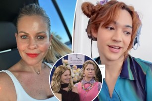 Candace Cameron Bure, split with Miss Benny, as well as CCB and Andrea Gibson on "Fuller House" set