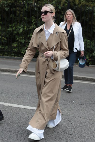 Elle Fanning attends Wimbledon on July 4, 2023.