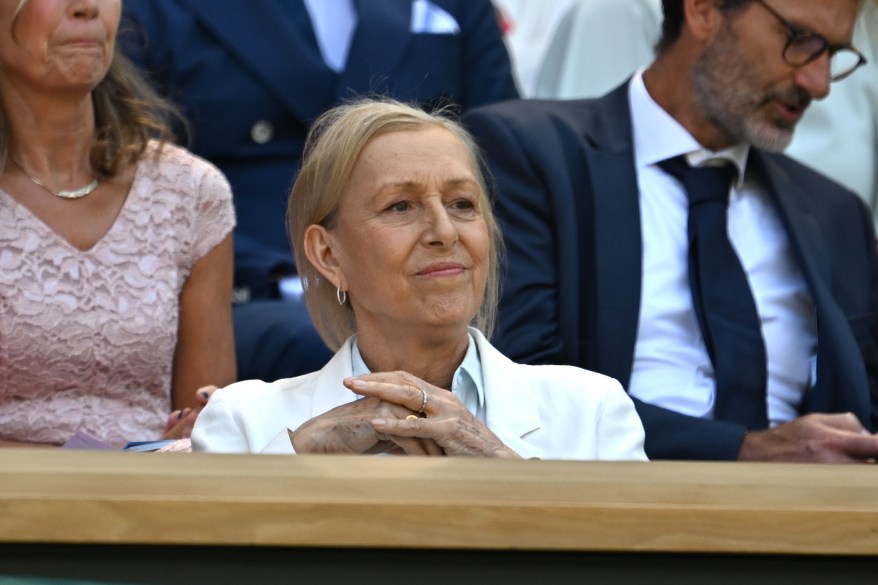 Nine-time Wimbledon winner Martina Navratilova attends Wimbledon on July 7, 2023.